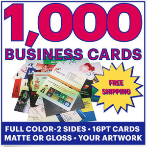 1000 FULL COLOR BUSINESS CARDS W/ YOUR ARTWORK READY TO PRINT - 2 SIDED GLOSSY